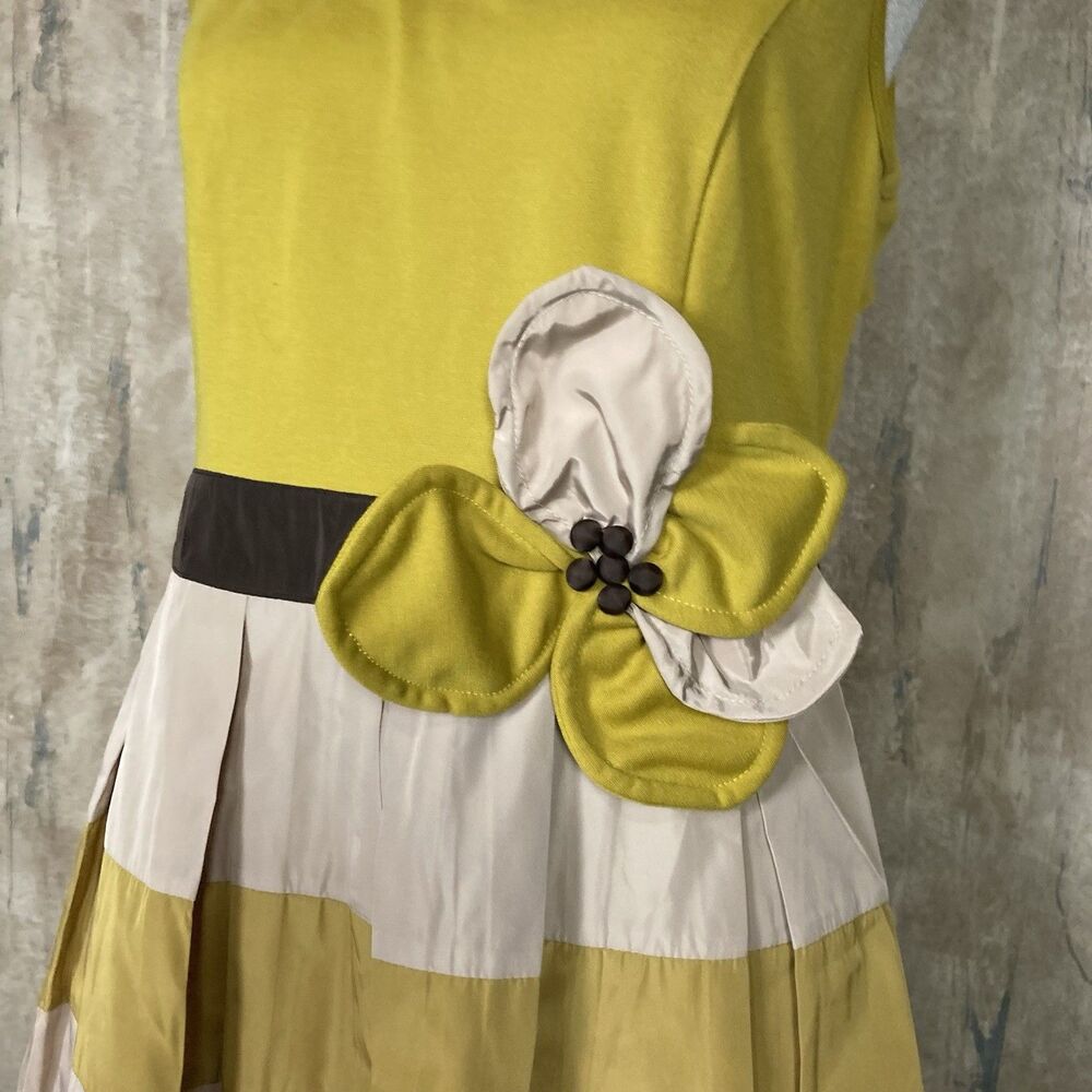 Ryu Anthropologie Dress Medium Cream Brown Yellow Flower Retro Boho NWT - Picture 4 of 11